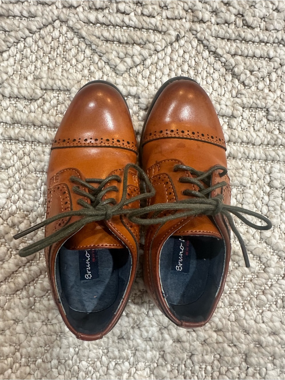 Boys Tan Leather Wingtip Dress Shoes